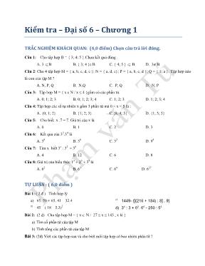 Kiểm tra  Đại số 6  Chương 1